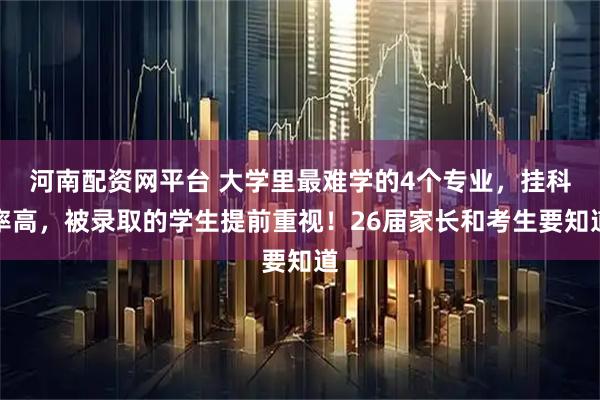 河南配资网平台 大学里最难学的4个专业，挂科率高，被录取的学生提前重视！26届家长和考生要知道
